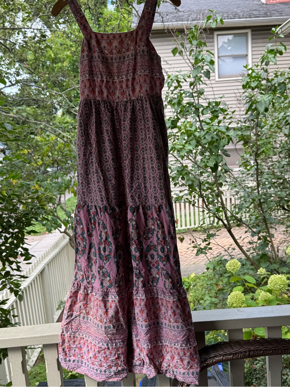 Knox Rose Mauve Floral Paisley Tiered Maxi Dress